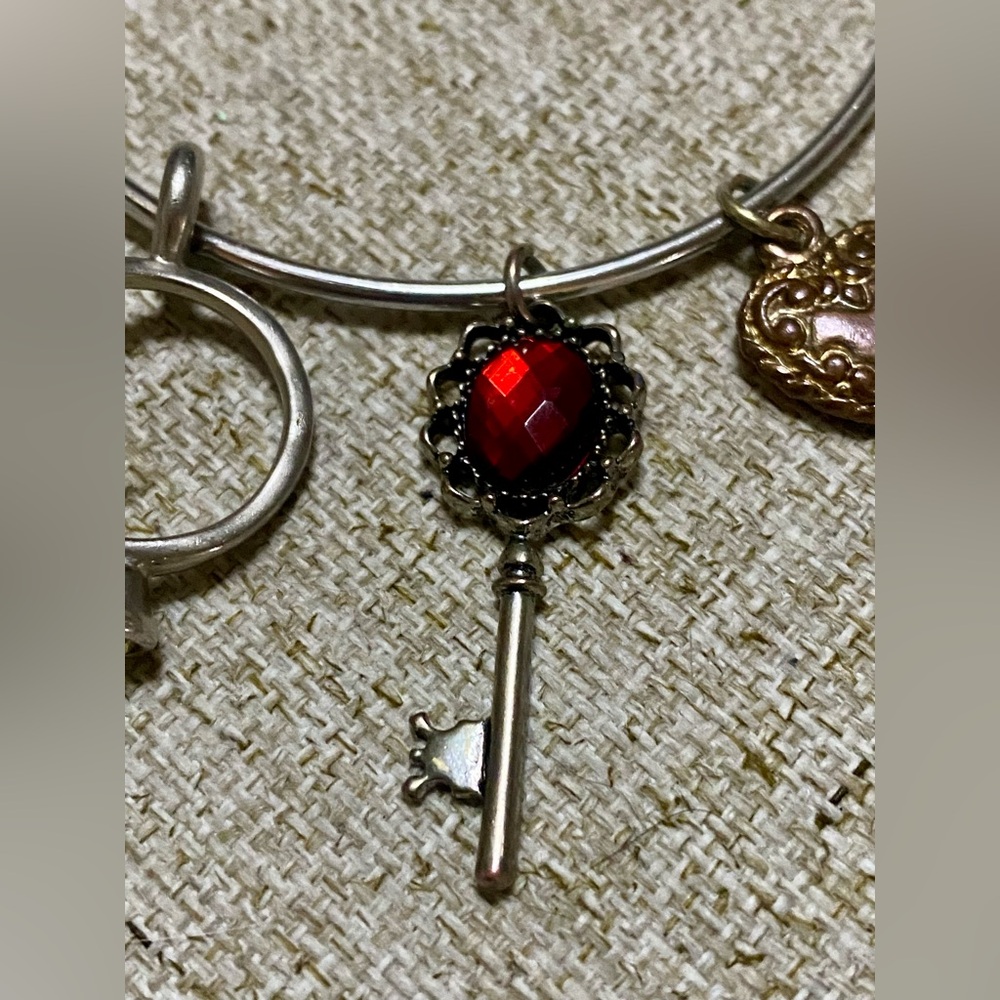 Silver Charm Bracelet with Red and Gold Accents - Picture 10 of 10